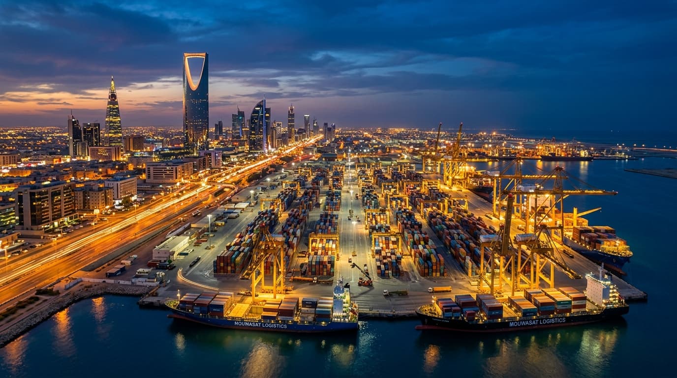النقل البري في السعودية — شاحنات على الطريق السريع